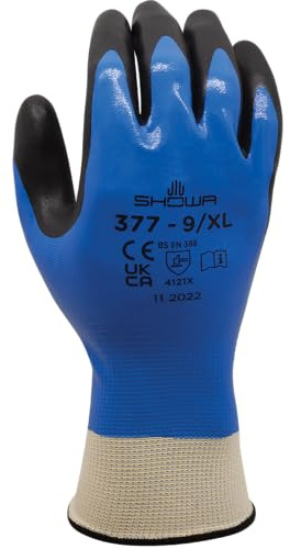 Showa 377 Nahtloser Arbeitshandschuh wasserdicht Baumwolle PVC Zwecke 9/XL