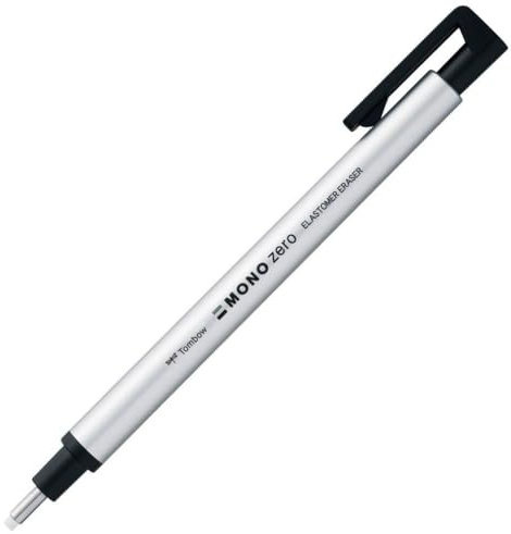 Tombow Holder Eraser, Mono Zero Round Shapre Silver (EH-KUR04)