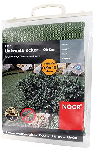 NOOR Unkrautblocker 105 gr/m² 0,9 x 10 m - Unkrautvlies grün | Gartenfolie für Hochbeet & Gewächshaus – wasserdurchlässiges Unkrautvlies für Wege, Terrassen und Beete, chemiefrei