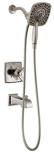 Delta Faucet Ashlyn 17 Series Dual-Function Tub and Shower Trim Kit with 2-Spray Touch-Clean In2ition 2-in-1 Hand Held Shower Head with Hose, Stainless T17464-SS-I (Valve Not Included)