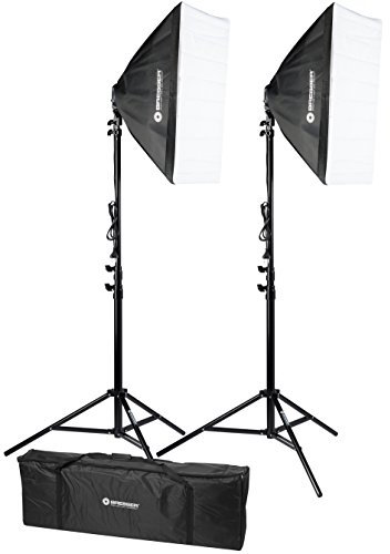 Bresser BR-2245 Fotostudio-Set, Tageslicht-Lampen 1800W, Beleuchtungs-Set mit Softboxen & Stativen, für hochwertige Produktfotografie & Studioaufnahme