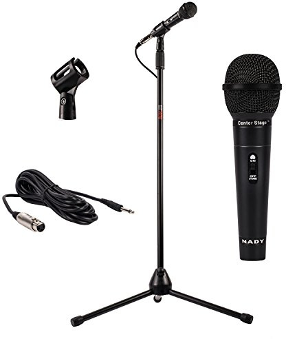 Nady MSC3 Microphone Stand Floor Mic Stand All-in-One Kit Includes Microphone, Metal Adjustable Tripod Stand, mic Clip, and a 15 ft Cable (XLR to ¼” connectors)