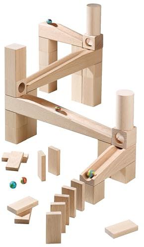 HABA Kugelbahn Erstes Spielen – Murmelbahn-Bauset ab 3 Jahren mit 45 Teilen – Fördert Kreativität & Physikverständnis – Made in Germany – 1001128001