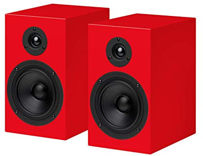 Pro-Ject Speaker Box 5, 2-Wege Regallautsprecher mit audiophiler Bassreflex-Abstimmung, Pianolack (Rot)