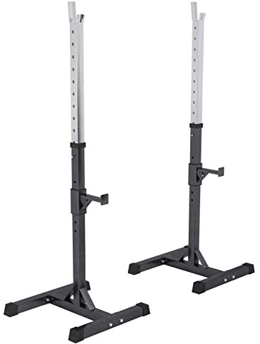GORILLA SPORTS® Langhantelablage - Höhenverstellbar, 52 x 53 x 105-172 cm, bis 500 kg Belastbar, aus Stahl - Hantelständer, Kniebeugenständer, Squat Rack, Langhantelständer, Hantelablage