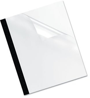 fellowes Thermal Binding System Covers, 30-Sheet Cap, 11 x 8 1/2, Clear/Black, 10/Pack