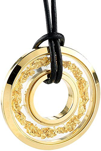 St. Leonhard Goldkette: Halskette Kreis mit 23 Karat Blattgold (Goldschmuck, Geschenk Damen, Geschenkverpackung)