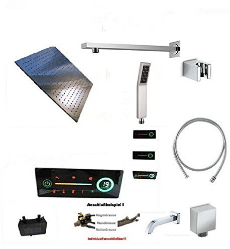 GOWE Digital Thermostatic Shower Set Bath Mixer with Digital Display Shower Panel Color:White