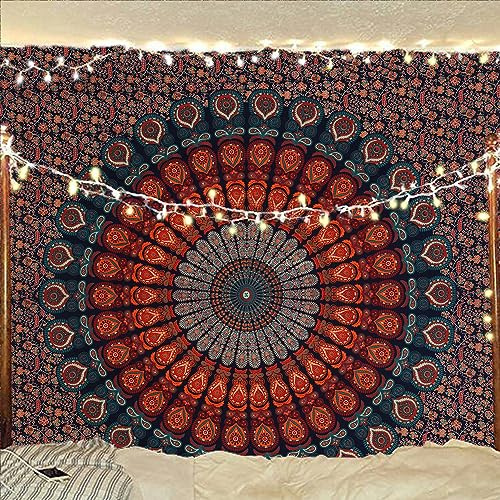 Bless International Telo in stile indiano, hippie, psichedelico, con mandala, da appendere al muro, lenzuolo per letto matrimoniale, 213 x 288-