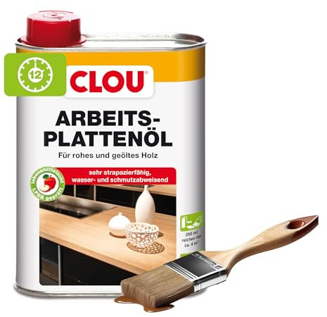 CLOU Arbeitsplatten-Öl für rohes und geöltes Holz, wasserabweisende und abriebfeste Öl-Wachs-Kombination, 250ml