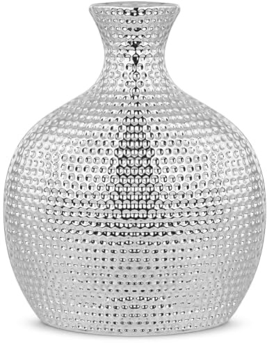 Torre & Tagus hamrad keramisk flaskvas, lång, silver