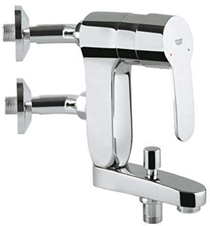 GROHE Eurostyle Cosmopolitan, Vertica-Badewannenarmatur (Duscharmatur mit arretierbarem Auslauf, einstellbare Mengenbegrenzung, automatische Umstellung Wanne/Brause, nach DIN 4109), chrom, 23302000