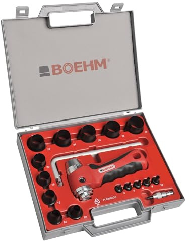 BOEHM JBL330PACC Locheisensatz 3-30mm inkl. Halter, federnder Zentrierspitze, Stange mit Zirkel & Ersatzmesser im Kunststoffkoffer