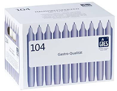 Stabkerzen Haushaltskerzen Gies, weiß, 104 Stück,180 x 21,5 mm, Brenndauer ca 6 Std, unparfümiert, RAL zertifiziert, Qualität für Gastronomie und Tischdeko, Großpackung