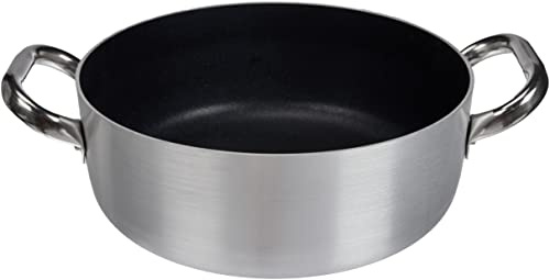Pentole Agnelli ALSA106S24 Casseruola Bassa con Maniglie, Alluminio, Argento, 24 cm
