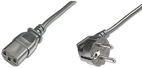 DIGITUS Cavo di collegamento alla rete - 5,0 m - CEE 7/7 (Tipo-F) 90° a C13 - spina/presa - H05VV-F3G - 1,0 mm² - Cavo di alimentazione