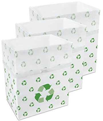 Clean Cubes 13 Gallon Disposable Pop-Up Trash Cans (3-Pack) with Fitted Bags – Foldable Garbage & Recycling Bins for Parties, Events & Kitchen (Recycle, 17 H x 13.5 W x 10 D)