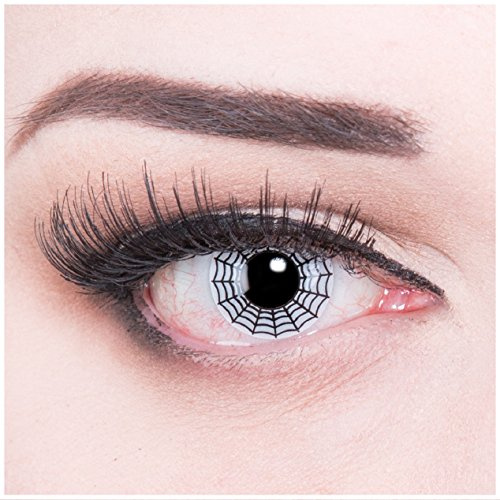 funnylens 1 par de colores Weisse Negra Crazy FUN araña Spider Año Contacto lente + 4 sangre kapseln. Perfección a Halloween, carnaval, o fasnacht con Gratis Contacto lente recipiente sin grosor.