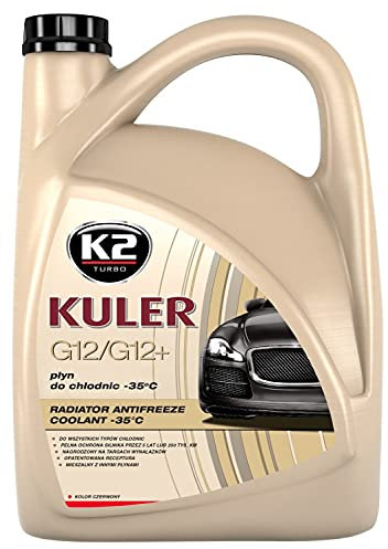 K2 Kühlerfrostschutz Fertiggemisch, G12 / G12 Plus Long Life, Farbe rot, bis -35°C, Kühlmittel, Kühlflüssigkeit, Frostschutzmittel, für alle Automarken geeignet 5L