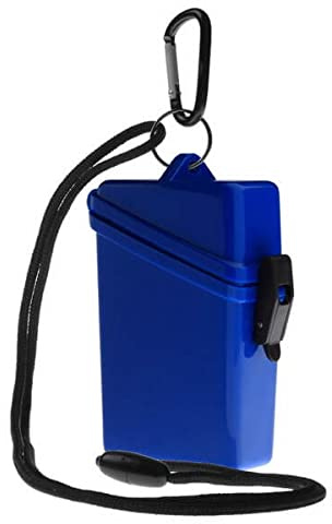Witz STRANDSAFE Large - großer wasserdichter Badesafe blau transparent [1 Stück] Strandbox Schwimmsafe mit Karabinerhaken und Nylonschnur zum umhängen