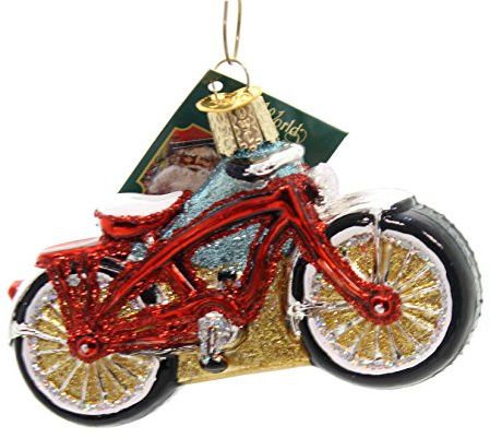 Old World Christmas Cruiser Bike Glass Blown Ornament for Christmas Tree, Handcrafted Holiday Decoration, Sport Collection