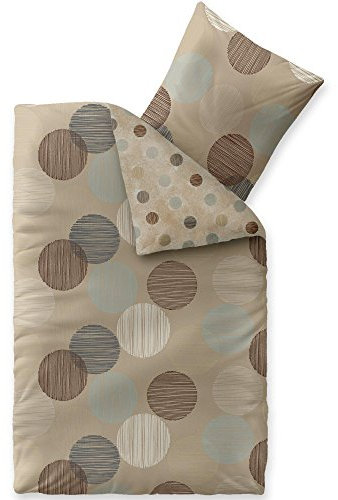 CelinaTex Style Bettwäsche 155 x 220 cm 2teilig Mikrofaser Fleece Bettbezug Fabia Punkte beige braun