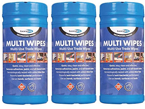 (3 TUBS) Bond it Professional Hand Wipes Cleans oil ink bitumen grease paint trade wipes by Bond-It