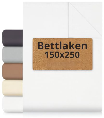 SHC Textilien Bettlaken, 150 x 250 cm | 100% Baumwolle, Bettlaken Haustuch Tischdecke in Weiß