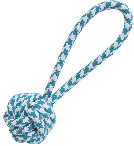 Arquivet Knoten mit blauem Griff, 20 cm für Hunde und Welpen, Robustes Hundespielzeug mit Beißringen und Seilen für große Hunde
