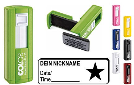 Geocachingstempel « STERN » Abdruckgröße ca. 37 x 14 mm - mit persönlichem Cachernamen/Nicknamen - Geocaching Stempel Pocketstempel