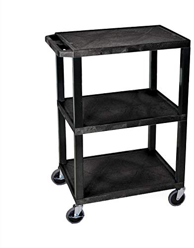 LUXOR WT34S 3 Shelves Tuffy Utility Cart - Black