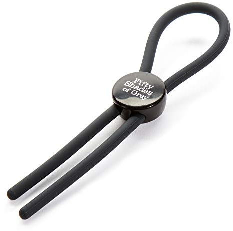 Fifty Shades of Grey Again and Again Cock Ring - Adjustable Silicone Penis Ring - Lasso Style - Waterproof - Black