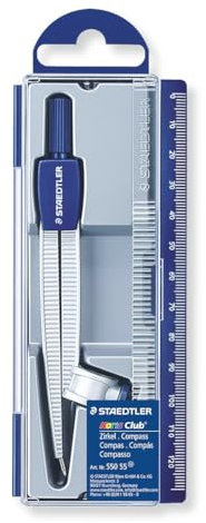 STAEDTLER Schulzirkel Noris Club mit Universaladapter, mit stumpfwinkliger Sicherheitsnadel, Länge 124 mm, max. Durchmesser 300 mm, Klappdeckeletui, 550 55