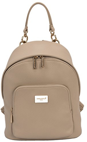 David Jones - Bolso Mochila Mujer Pequeña - Morral Cuero Piel PU Suave - Backpack Daypack Casual Mini Señora Niña - Bolsos de Mano Hombro Viaje Escolar Universidad Colegio Ocio Elegante Moda - Beige