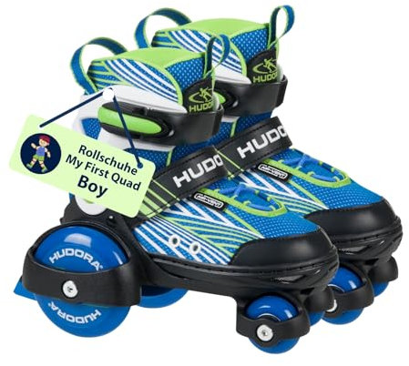HUDORA Rollschuh My First Quad in versch. Größen & Farben - hochwertige Rollschuhe für Kinder bis 20kg - Kinder Rollschuhe größenverstellbar - sichere Einsteiger-Rollerskates mit großen Rollen