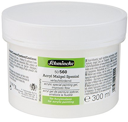 Schmincke - Malgel Spezial für Acryl, 50560048, wassermischbar, ist gebrauchsfertig eingestellt, trocknet wasserunlöslich auf, 300 ml