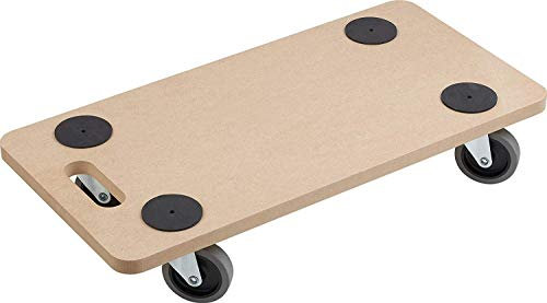 Metafranc Transportroller 590 x 290 mm - 200 kg Tragkraft - MDF-Platte - TPE-Räder / Möbelroller / Transporthilfe für Umzug / Rollwagen für Möbel-Transport / Kistenroller / 821300