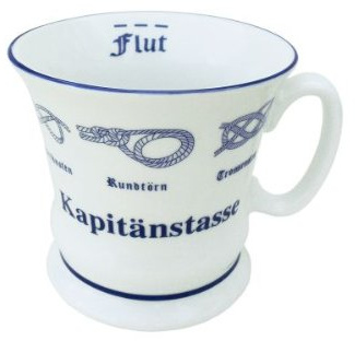 City Souvenir Shop Kapitänstasse aus Porzellan, Kaffee- und Tee-Becher, schlanke Form, ca. 0,25 l