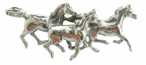 Brosche Pferde 925 Silber hochwertige Ausführung im Art Deco Stil