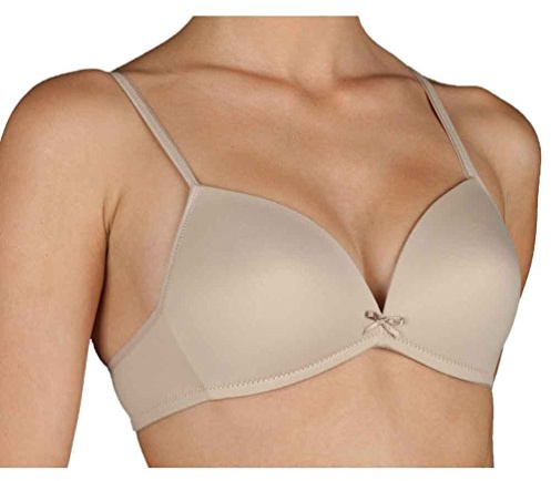 Selene, Sujetador para Mujer con Escote en V, Sin Aros, con Copas Acolchadas, Colección Ana, Color Tierra, Talla 80B