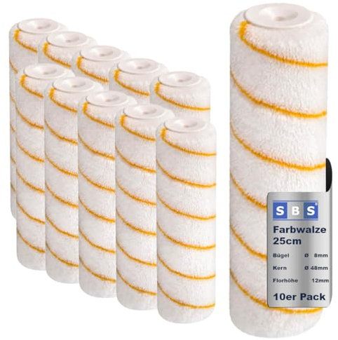 10 x SBS Farbwalze 25 cm, Florhöhe 12 mm, Farbrolle Malerrolle Malerwalze