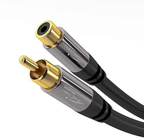 KabelDirekt – Cinch-Verlängerungskabel – 1m – besonders bruchfestes Hybid-Kabel für brillante Tonqualität (Subwoofer/Audio-Kabel, RCA-Stecker zu Buchse, ideal für Verstärker/HiFi, analog & digital)
