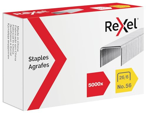 Rexel - Grapas nº 26 de 6 mm, caja de 5000 unidades, el embalaje puede variar