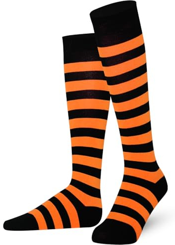 Mysocks Unisex Kniestrümpfe lange Socken Gestreifte, aus extra fein gekämmter Baumwolle | Nahtloser Zeh | Weiches Latexband