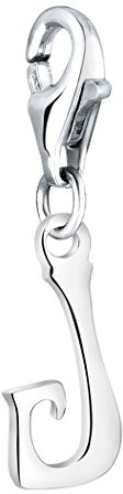 Nenalina Buchstabe J Karabiner Charm Anhänger Bettelarmband 925 Silber | Damen-Charm-Anhänger für alle gängigen Charmträger Charm-Club Clasp-Charms 925er Sterling-Silber