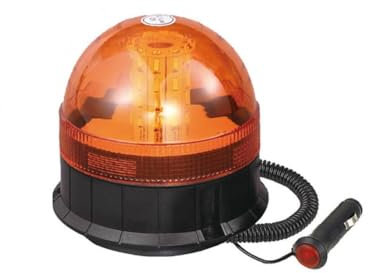 Maypole 12/24V 40x3W LED Amber Flashing Warning Magnetic Beacon with 2.5 m Curly Cable for Vans, Tractors, Recovery Vehicles, Forklifts
