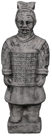 gartendekoparadies.de Statue Terrakotta-Krieger-Motiv III, Steinfigur, H. 34 cm, 3 kg, Grau, frostsicher aus Steinguss für Außenbereich