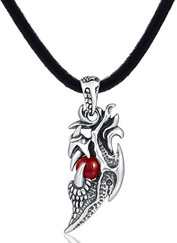 DonDon Collier en Cuir pour Homme 50 cm avec Pendentif en Acier Inoxydable dans différents modèles
