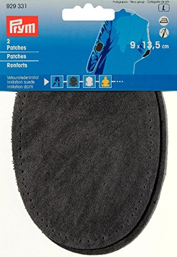 Prym 929331 Patches Velourslederimitat (bügeln) 9 x 13,5 cm Mittelgrau