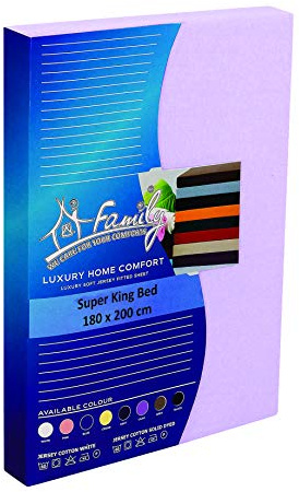 Super King Fitted Sheets Brushed Cotton | Jersey Cotton Bed Sheet Fitted Super King Size | Lilac Super king Fitted Sheet Deep | Super King Bed Sheet Cover (SuperKing, Lilac).